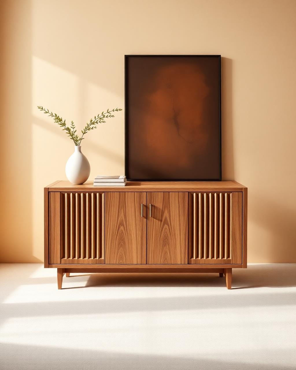Fluted Oak Credenza